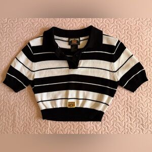 FB COUNTY Black and White Charlie Brown Crop Top